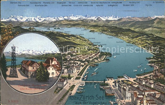 11779068 Le lac de Zurich et ses environs vus du ciel avec le restaurant Uto Kulm Zuer