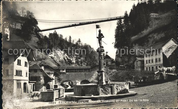 11773694 Fribourg FR Fontaine de la Fidelite et Pont du Gotteron Fribourg