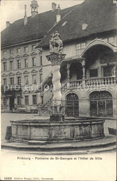 11773697 Fribourg FR Fontaine de St Georges et Hôtel de Ville Fribourg