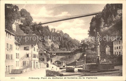 11773709 Fribourg FR Pont du Gotteron et fontaine de la Vigilance Fribourg