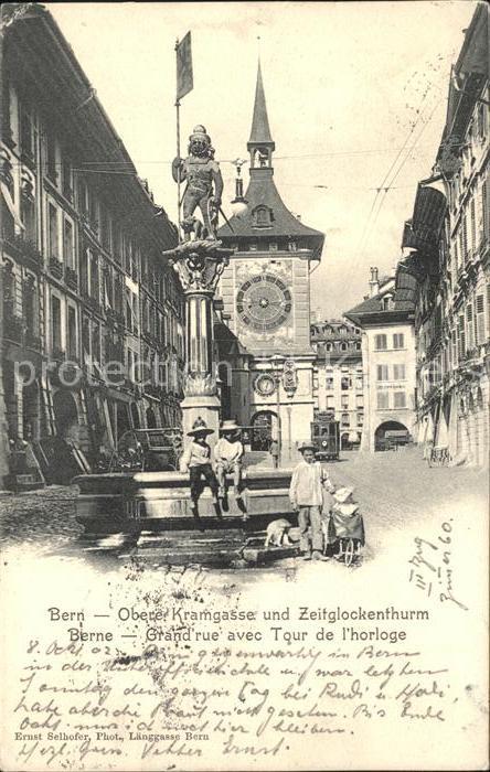 11773951 Bern BE Obere Kramgasse fontaine et tour de l'horloge Berne