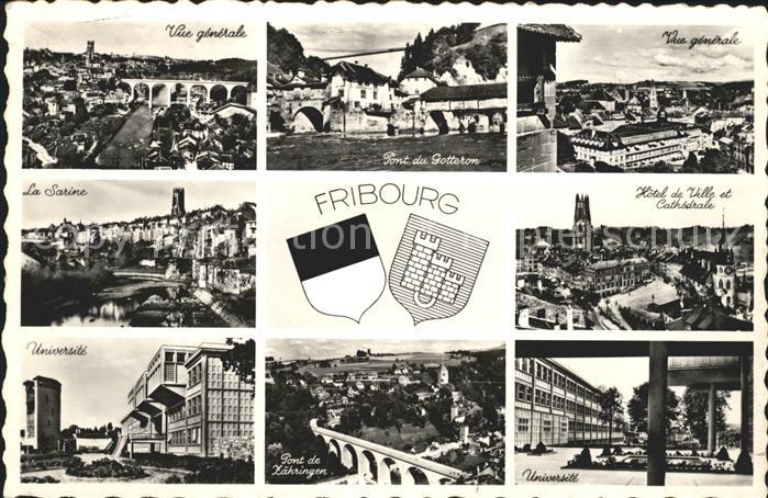 11755739 Fribourg FR Vue générale La Sarine Hôtel de Ville Université Pont de Za