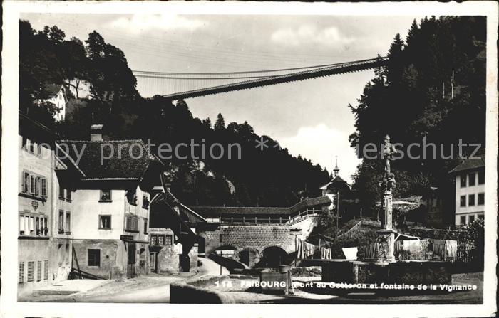 11755977 Fribourg FR Pont du Gotteron et fontaine de la Vigilance Fribourg