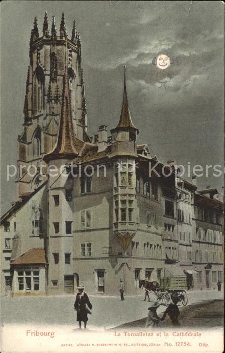 11757040 Fribourg FR Le Tournaletaz et la Cathédrale Fribourg