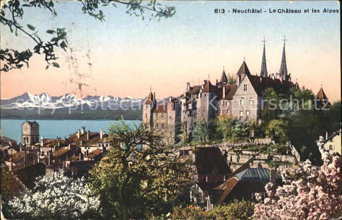 11757055 Neuchâtel NE Le Château et les Alpes Neuchâtel