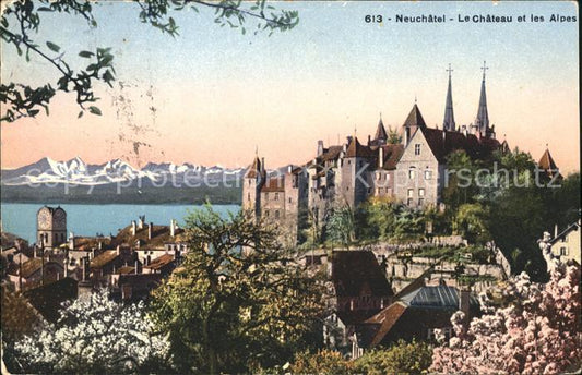 11757055 Neuchatel NE Le Chateau et les Alpes Neuchatel