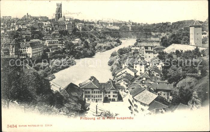 11757171 Fribourg FR et la Pont suspendu Fribourg