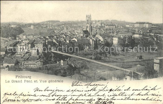 11757215 Fribourg FR Le Grand Pont et Vue générale Fribourg