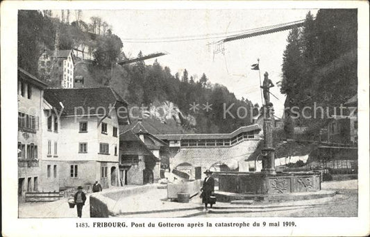 11757304 Fribourg FR Pont du Gotteron après la catastrophe du 9 mai 1919 Fribour