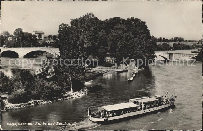 11757481 Rheinfelden AG avec pont et château fort navire à passagers Rheinfelden