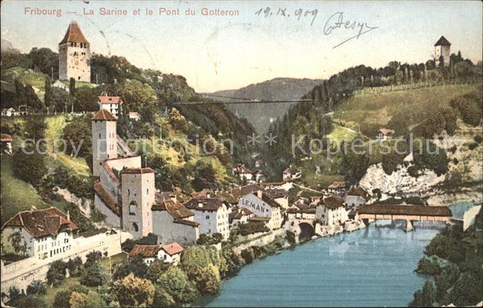 11757599 Fribourg FR La Sarine et le Pont du Gotteron Fribourg