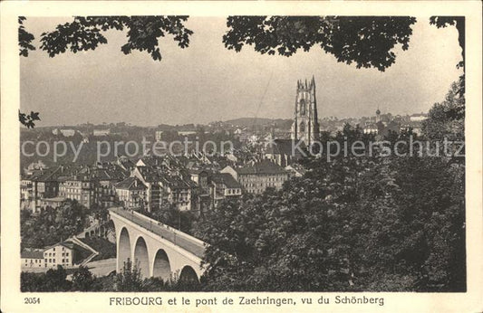 11757634 Fribourg FR et le Pont de Zaehringen vu du Schoenberg Fribourg