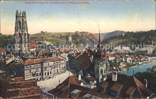 11757655 Fribourg FR La Cathédrale et l'Hôtel de Ville Fribourg