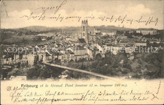 11757668 Fribourg FR et le Grand Pont suspendus à Fribourg