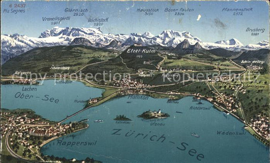 11853376 Lac de Zurich avec carte panoramique Obersee du lac de Zurich