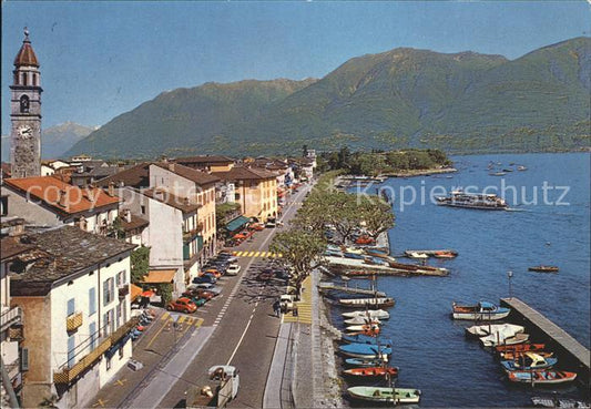 11848923 Ascona TI Lac Majeur bateaux port église bateau à vapeur Ascona