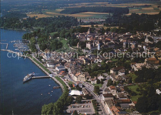 11851042 Nyon VD mit See Schloss Landesteg Fliegeraufnahme Nyon