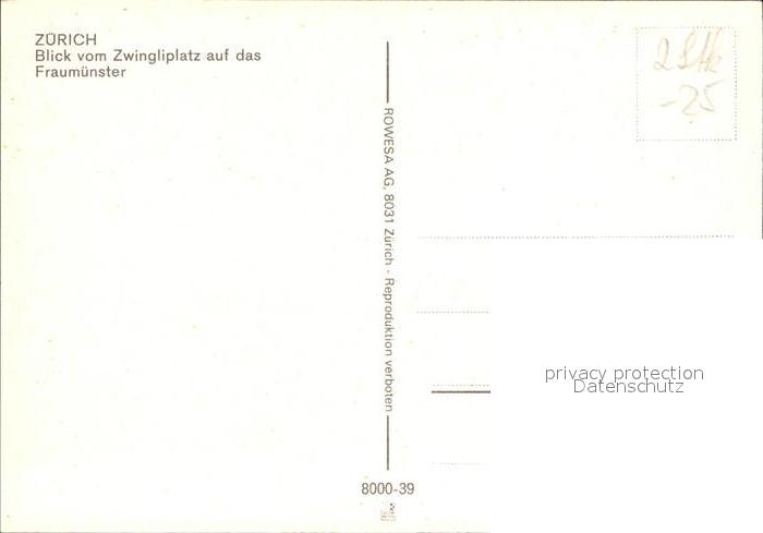 11856207 Zuerich Vue depuis la Zwingliplatz jusqu'au Fraumuenster Zuerich