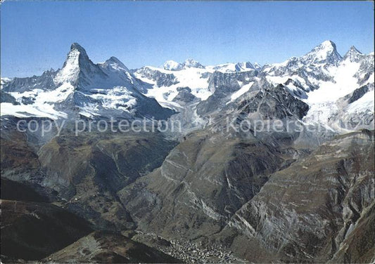 11856492 Zermatt VS mit Matterhorn Mont Blanc Dt Blanche Fliegeraufnahme