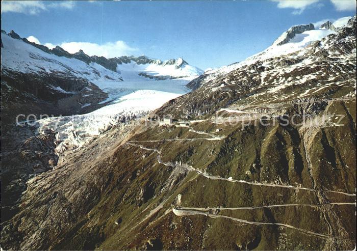 11852372 Furkapass mit Rhonegletscher Fliegeraufnahme Furka