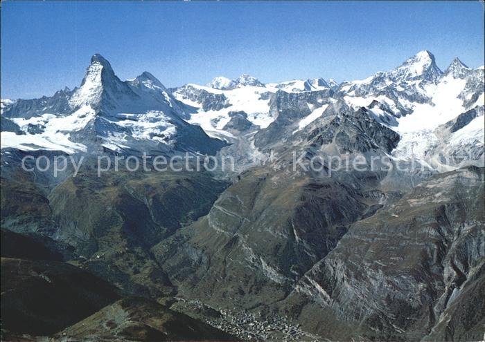 11866840 Zermatt VS Fliegeraufnahme mit Matterhorn Mont-Blanc Dt. Blanche