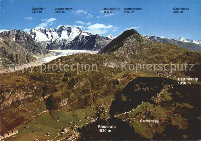 11867221 Aletschgletscher Fliegeraufnahme mit Riederalp Golmegg Bettmeralp  Alet