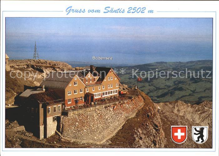 11871040 Saentis AR Berggasthaus mit Bodensee Fliegeraufnahme Saentis AR