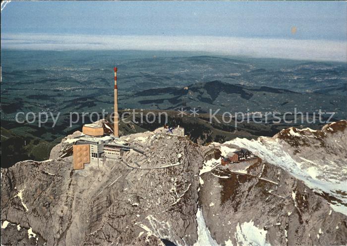 11871419 Saentis AR Fliegeraufnahme Bergstation Blick gegen Bodensee Saentis AR