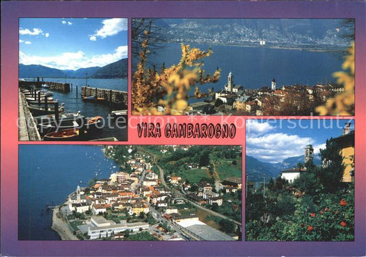 11865439 Vira Gambarogno Lac Majeur port de plaisance photo aérienne église Vira Ga