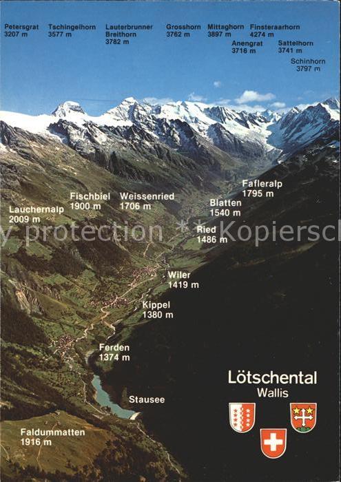 11877730 Loetschental Panoramakarte Fliegeraufnahme Kippel