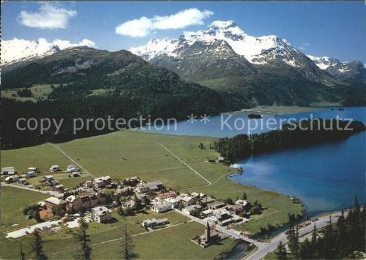 11877758 Sils Baselgia mit Piz Margna und Silsersee Fliegeraufnahme Sils/Segl Ba