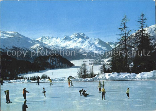 11880631 St Moritz GR Patinoire Suvretta House avec Silvaplana et Piz La Margna St