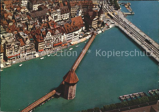 11879281 Luzern LU Fliegeraufnahme Altstadt Kapellbruecke Seebruecke Luzern