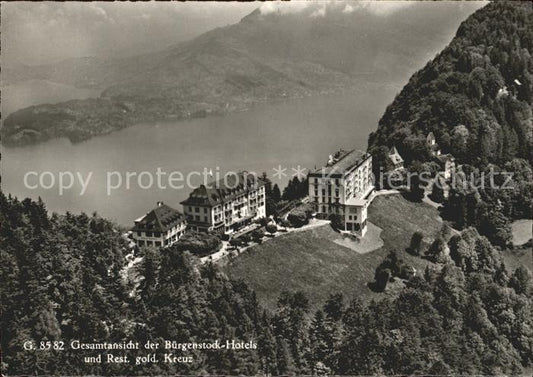 11878344 Buergenstock Fliegeraufnahme Buergenstock-Hotels Restaurant Goldenes Kr