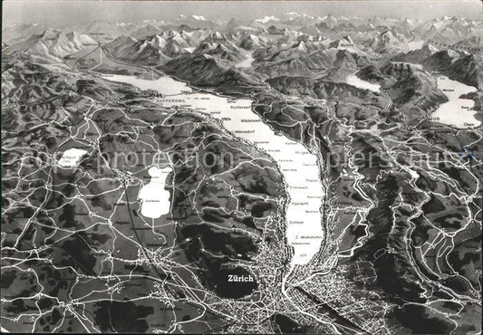 11878513 Carte panoramique de Zurich avec le lac de Zurich Zurich