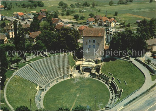 11880839 Avenches Fliegeraufnahme Roemisches Amphitheater Avenches