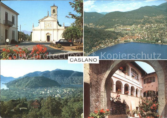 11881029 Caslano Lago di Lugano Fliegeraufnahme Kirche Caslano