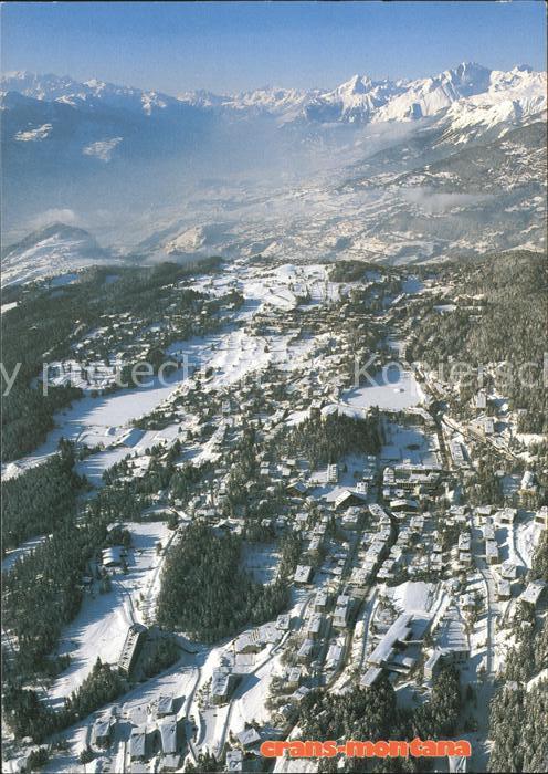 11888495 Crans-Montana Fliegeraufnahme La Station und Mont-Blanc Crans-sur-Sierr