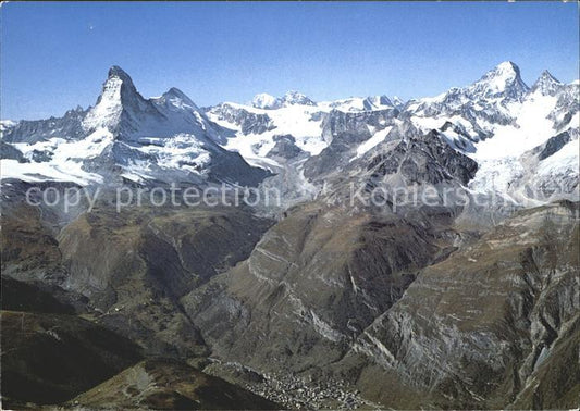 11889948 Zermatt VS mit Matterhorn Mont Blanc Dt Blance Fliegeraufnahme