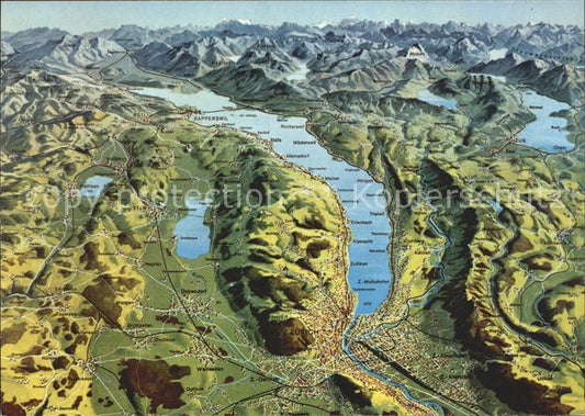 11890834 Zuerich mit Zuerichsee Panoramakarte Zuerich