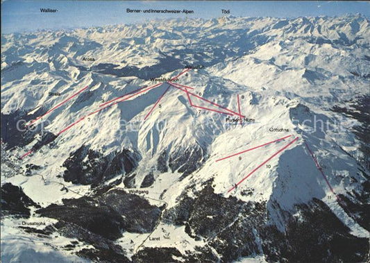 11890852 Remontées mécaniques et pistes de Davos GR et Klosters Carte panoramique Davos Pl