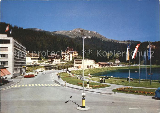 11890996 Arosa GR Oberseeplatz avec gare d'Arosa