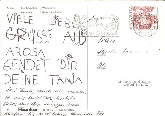 11891277 Arosa GR Eichhoernchen Untersee Weisshorn Rhaetische Bahn Arosa