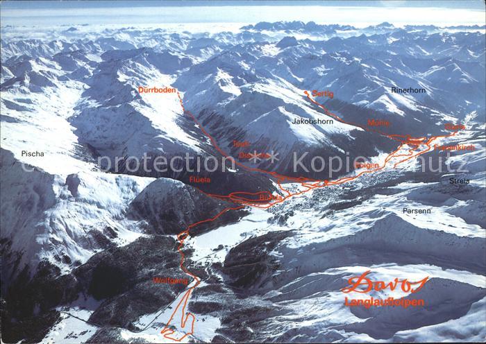 11891482 Carte panoramique Davos GR avec pistes de ski de fond Davos Platz