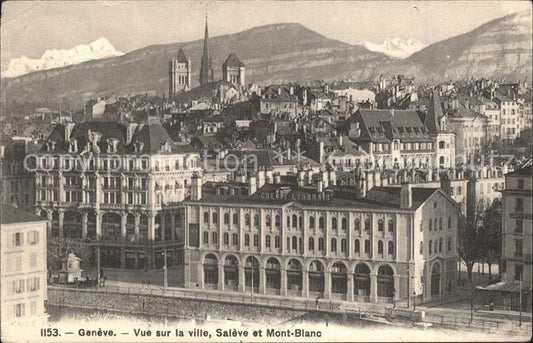 11969658 Geneve GE Vue sur la ville Salève et Mont Blanc Geneve