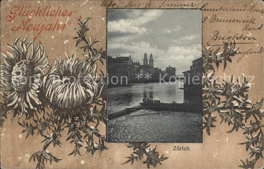 11965125 Zurich Carte du Nouvel An Chardons Zuerich