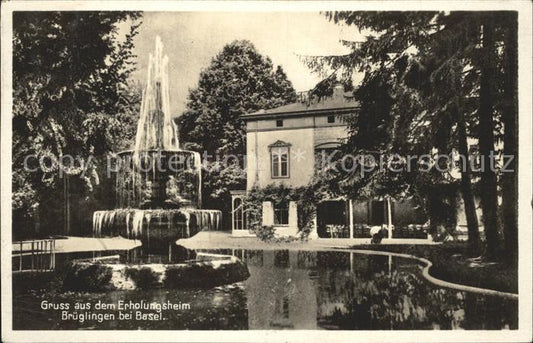 11960643 Basel BS Erholungsheim Brueglingen Teich Fontaene Basel BS