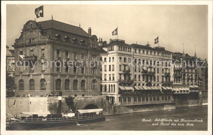 11963521 Basel BS Schifflaende mit Kantonalbank Hotel des Trois Rois Basel BS