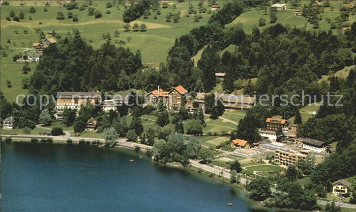 11963717 Oberaegeri Kurhaus Laendli aegerisee Fliegeraufnahme Oberaegeri