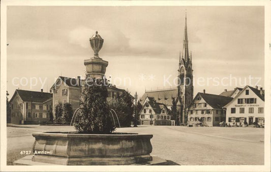 12027987 Amriswil TG Place du marché Fontaine Église Gasthof Amriswil TG